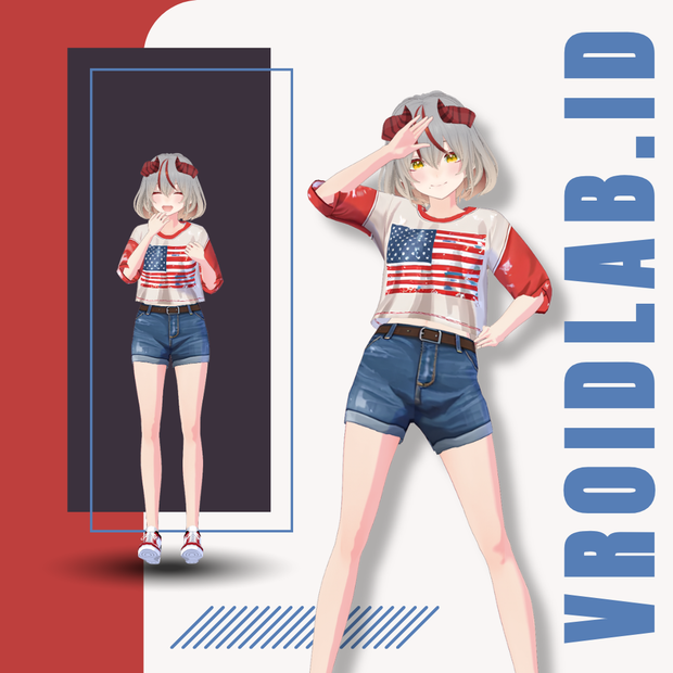 あめりかん くろっぷ とっぷ | American Crop Top | VRoid Studio Outfit | Anime Style | Virtual Fashion