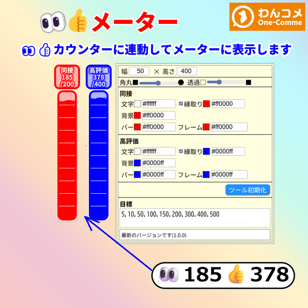 【有料280円】👀👍メーター（わんコメテンプレート）