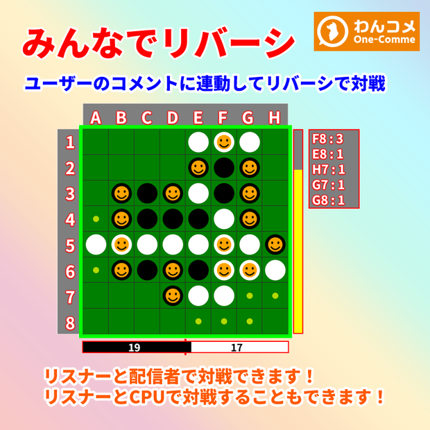 【有料500円】みんなでリバーシ（わんコメテンプレート）