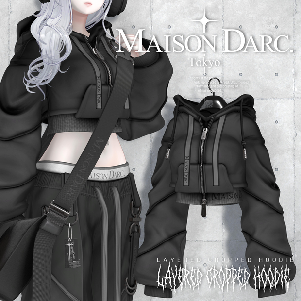 ♞ LAYERED CROPPED HOODIE ♞