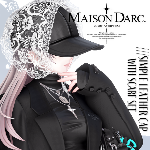 ♘MODE SCRIPTUM /// SIMPLE LEATHER CAP WITH SCARF SET ♘