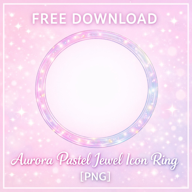 【無料配布】【アイコンリング】ゆめかわオーロラジュエルリング（透過PNG）無料配布