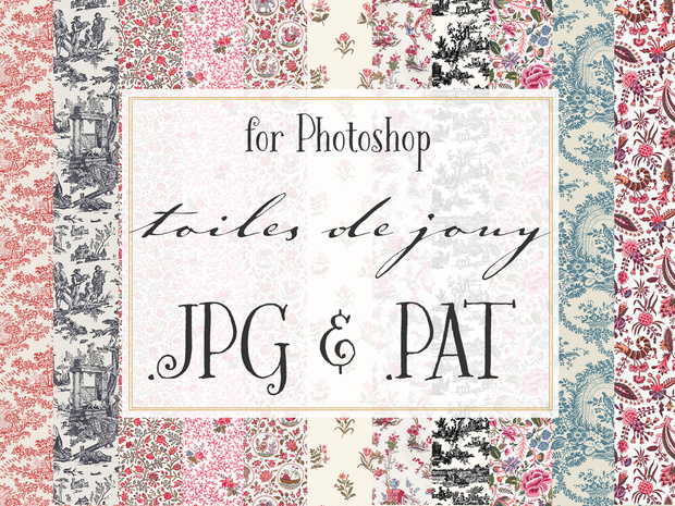 Photoshopパターン　Toilesdejouy フレンチクラシックなシームレスパターン素材