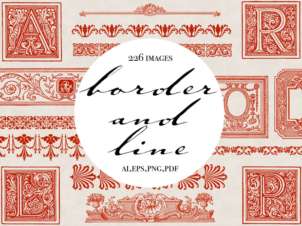 【ベクター】Border and line 見出し装飾と罫線【png】