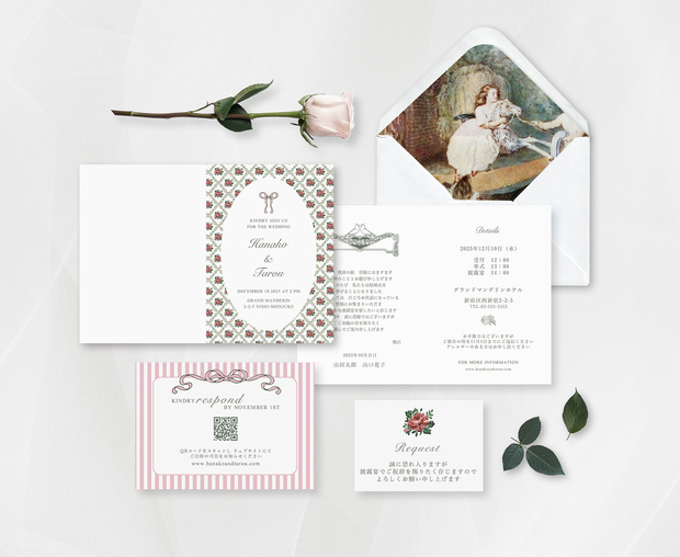 【Canva Photoshop Illustrator】Redrose 結婚式の招待状【個人利用のみ】