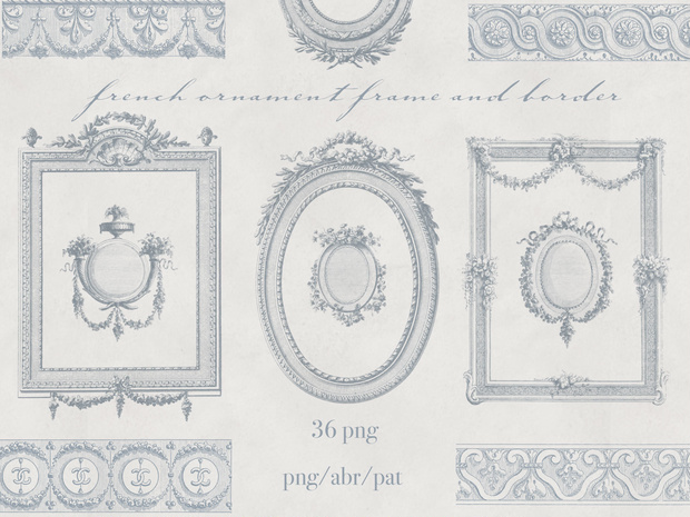 【Photoshopブラシ・パターン】French ornament frame and border フレンチオーナメントフレームアンドボーダー