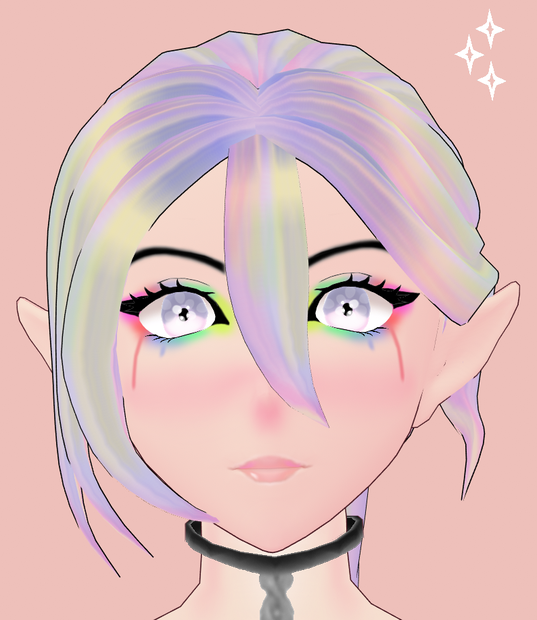 kawaii crying rainbow witch/mage make up