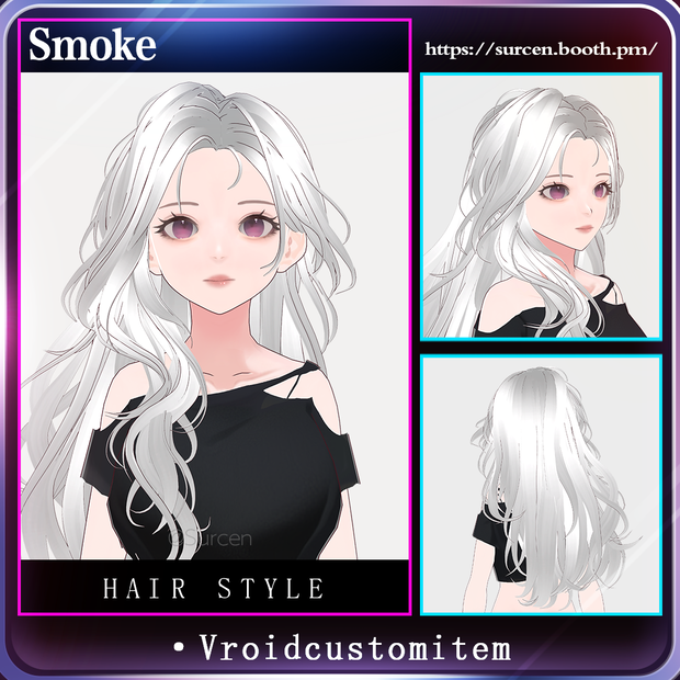 [Vroid] Long wavy hair / One side / Girl hairstyle / Smoke