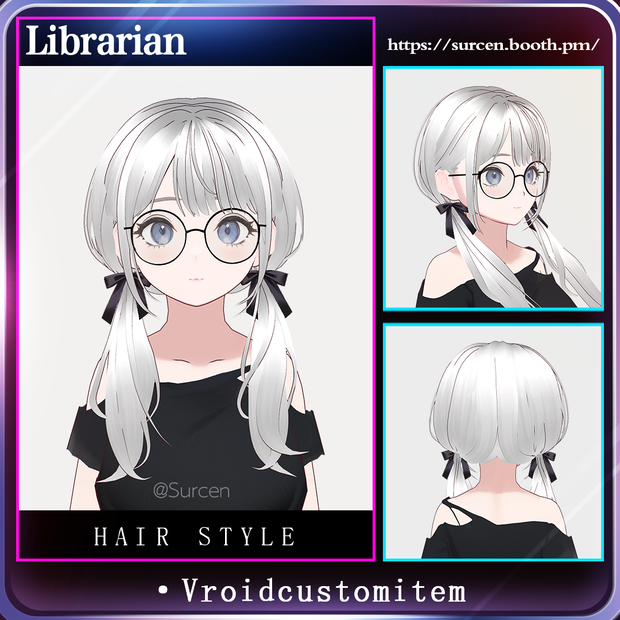 [Vroid] Low Twintail / Girl Hairstyle / Librarian