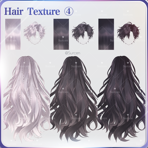 [Vroid] Hair texture - Sakura Mist / Smoky Cocoa / Midnight Ash