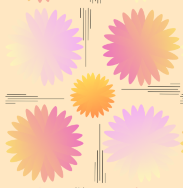 秋花模様 ピンク オレンジ
