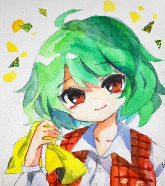 ウタ UTA 水彩画 手描きミニ色紙 - イラスト