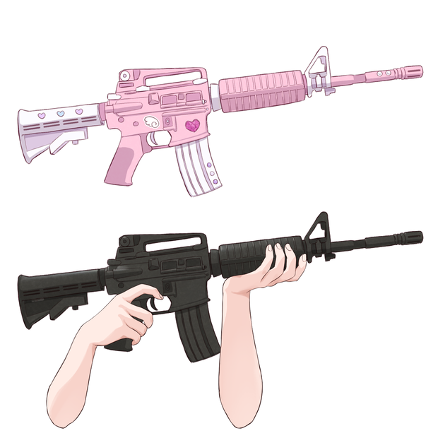 イラストフリー素材PSDデータ【Vtuber／銃を持つ手】