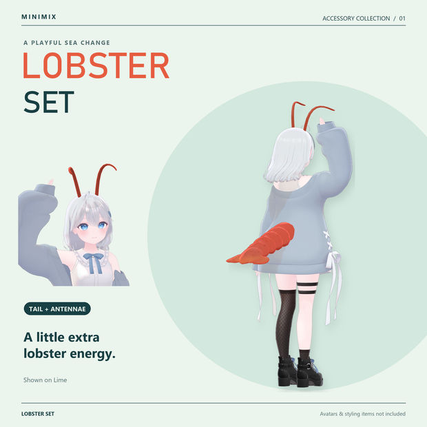 Lobster Tail + Antennae / ロブスターのしっぽ・触角セット [VRChat・PhysBone]
