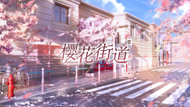  【動く背景】桜並木道【VTuberさん向け】