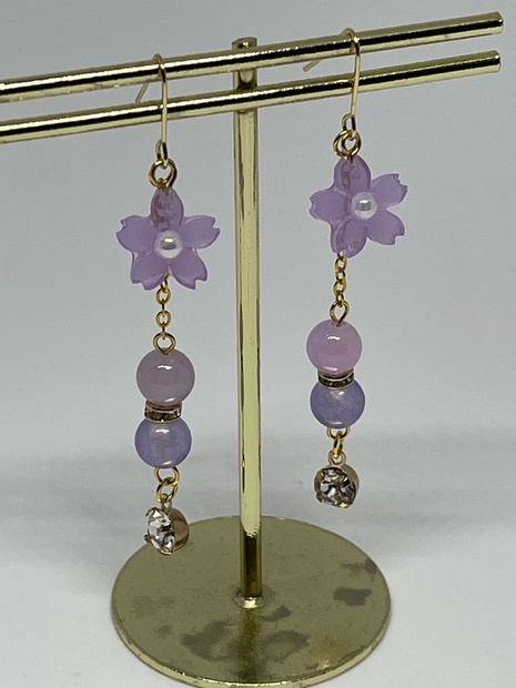 フラワー】紫 ピアス、イヤリング 銀の蝶 BOOTH