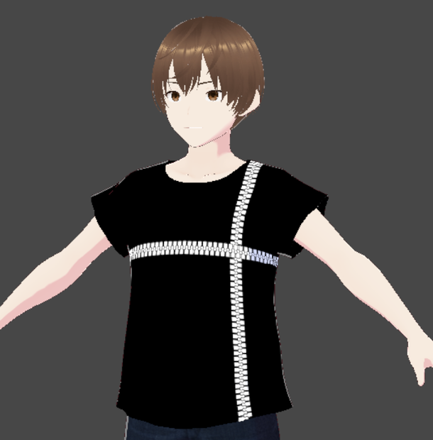 【無料版あり、商用法人利用OK】VRoid_Zipper_v3 クロスTシャツ袖短テクスチャ