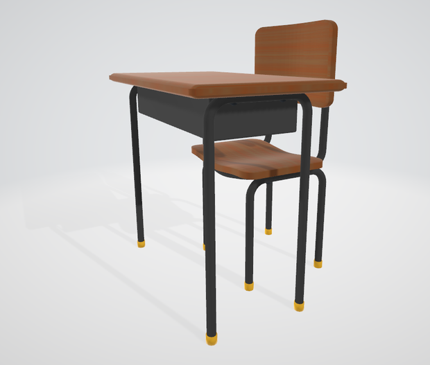 【FBX】教室のシンプルな椅子と机