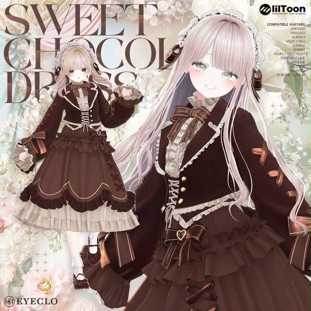 【12アバター対応】 SweetChocolatDress 【VRChat向け衣装モデル】 - EYECLO - BOOTH