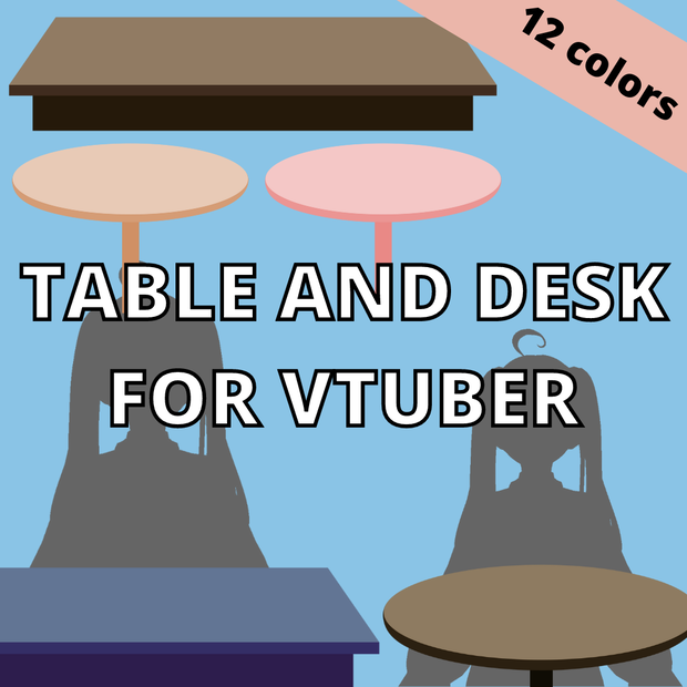 Desk and Tables - Assets for VTuber | 12 colors | VTuber Streaming Room Assets - Simple - Cute | Twitch - Youtube | 