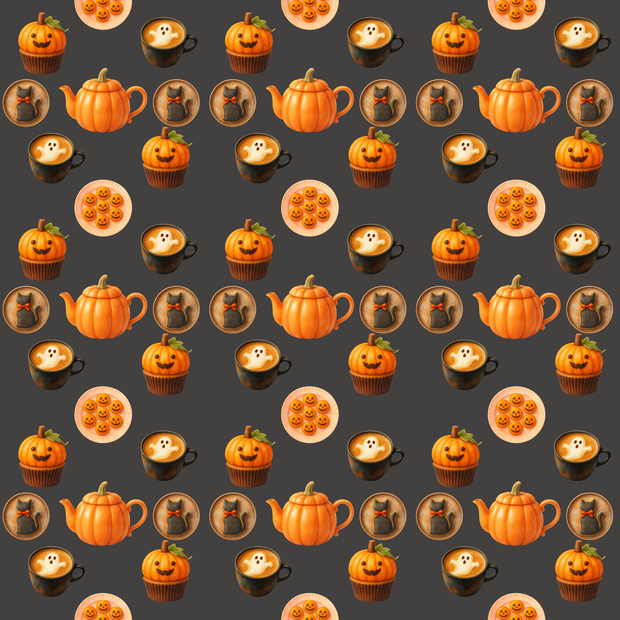 【デジタルペーパー】ハロウィンお菓子&おばけ柄 シームレスパターン素材