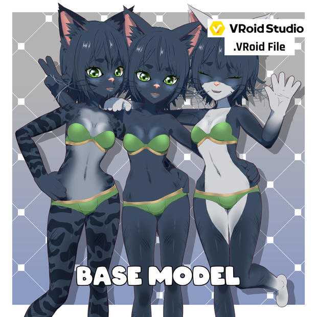キャットガール – アッシュグレー【カスタマイズ可能】【VRoid】 (Cat Girl – Ash Grey)