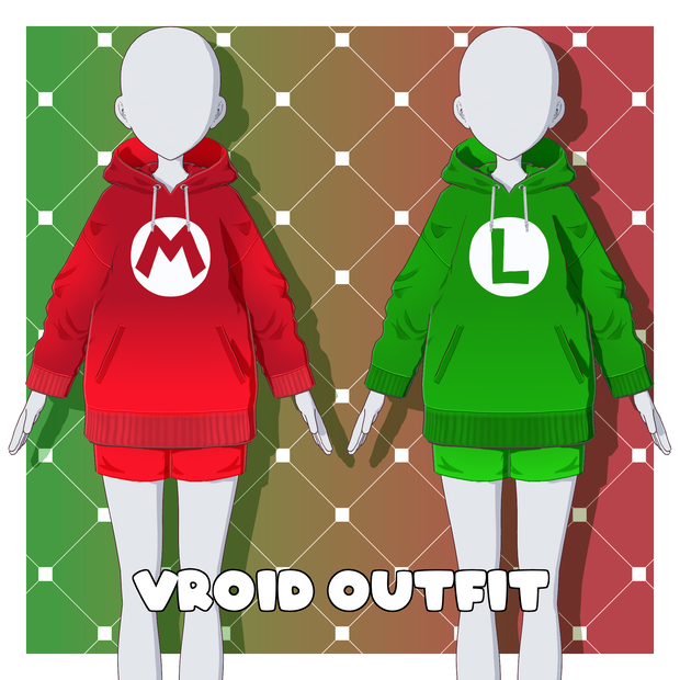 [VRoid Outfit/衣装] Mario/Luigi Hoodie