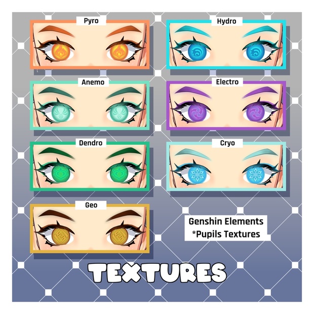 7x Genshin Element Eyes for VRoid