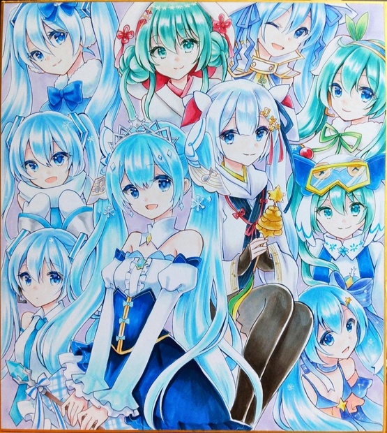 雪ミク集合イラスト色紙 ヒナギ通販 Booth