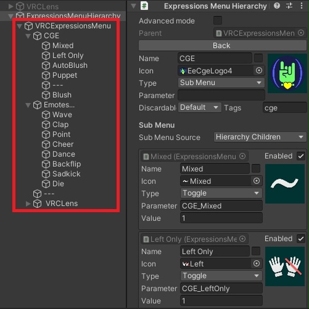 Expressions Menu Hierarchy Editor - hai-vr - BOOTH