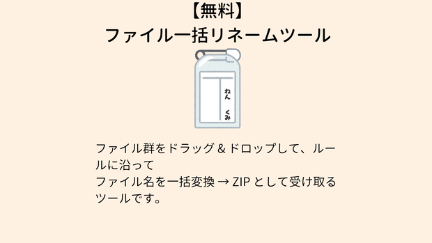 【無料】 ファイル一括リネームツール zip-rename