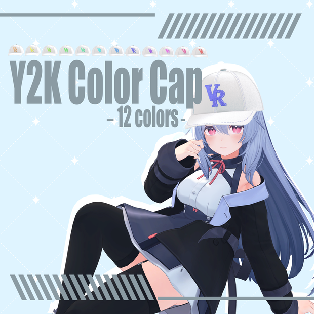 【3DCG】Y2K Color Cap-12 colors-