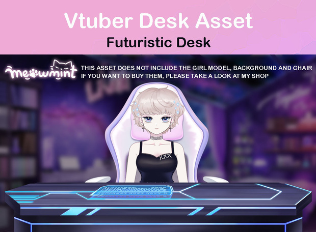 Cyber Futuristic Desk - Vtuber asset