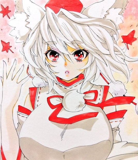 同人手描きイラスト＊東方Project＊犬走椛＊透明水彩＊A5サイズ