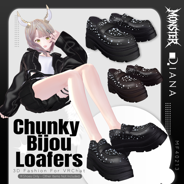 【Vketコラボ】チャンキービジューローファー-CHUNKY BIJOU LOAFERS【20アバター対応】