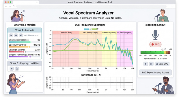 Vocal Spectrum Analyzer ブラウザで動く、ボーカル・声質分析ツール
