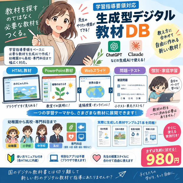 学習指導要領対応デジタル教科書・生成型デジタル教材DB