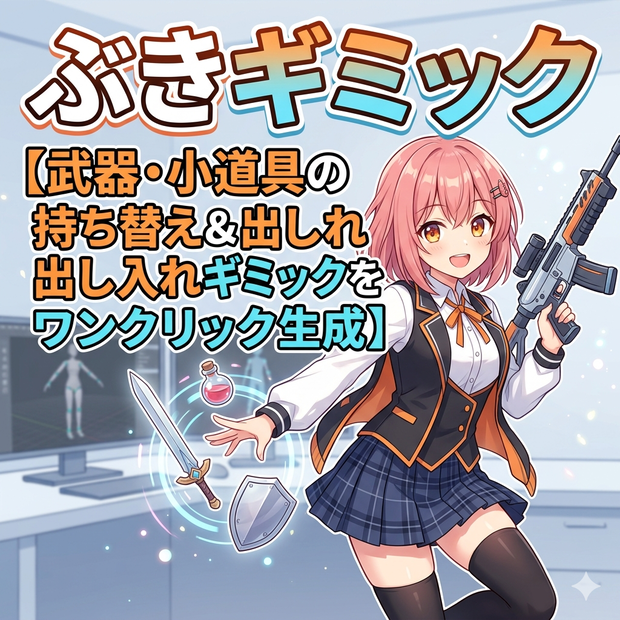 ぶきギミック【武器・小道具の持ち替え＆出し入れギミックをワンクリック生成】