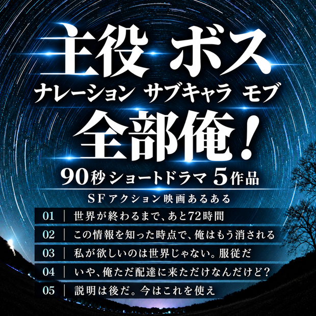 主役、ボス、ナレーション、サブキャラ、モブ……全部俺！