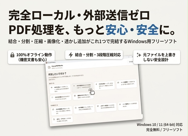 【無料】多機能PDFツール「CocoaPDFWorks」