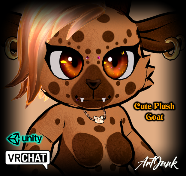 Cute Plush Goat Avatar PC Vtuber Unity VRChat かわいいヤギのぬいぐるみアバター PC VTuber Unity VRChat 