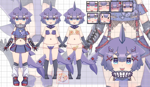 Yuumi Shark Rigged Premade Nonexclusive Live2D VTuber Model