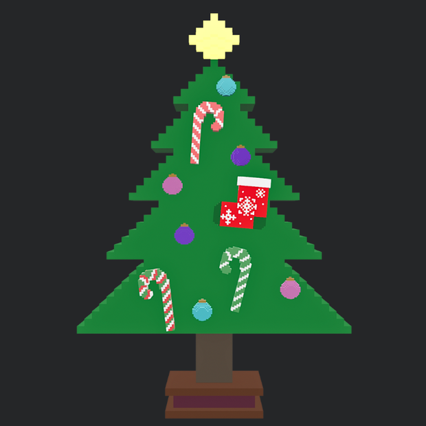 【3Dボクセル・glbデータ】クリスマスツリー