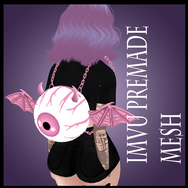 IMVU/Vroid/Secondlife Pastel Goth Backpack Purse Mesh