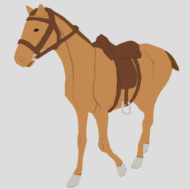 Toon Horse with Saddle (Rigged, Animated)