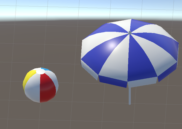 【無料】　ビーチボール＆パラソル　 【３Dモデル】