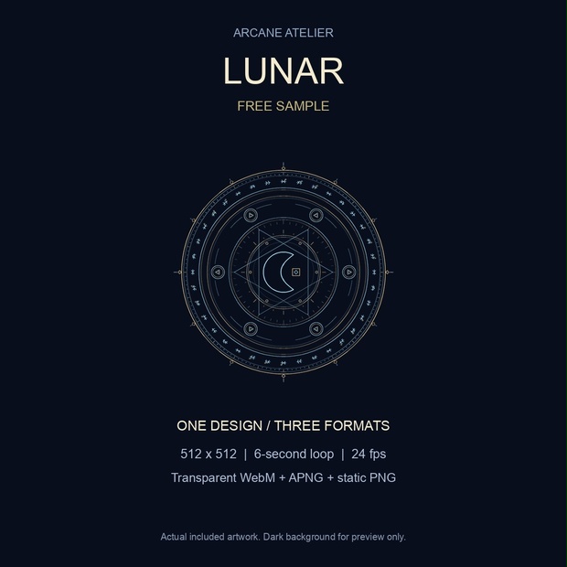 【無料】月の魔法陣 LUNAR｜動く透過素材・6秒ループ【WebM/APNG・商用利用可】