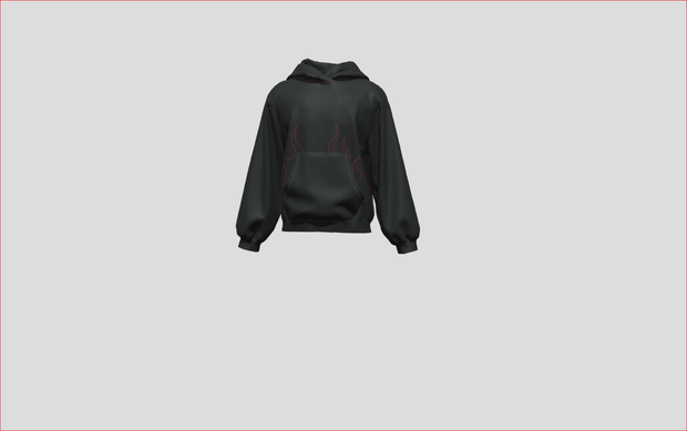 クラシックブラックフレイムパーカー3D衣類3DモデルVRChat Classic Black Flame Hoodie 3D Clothing 3D Model VRChat