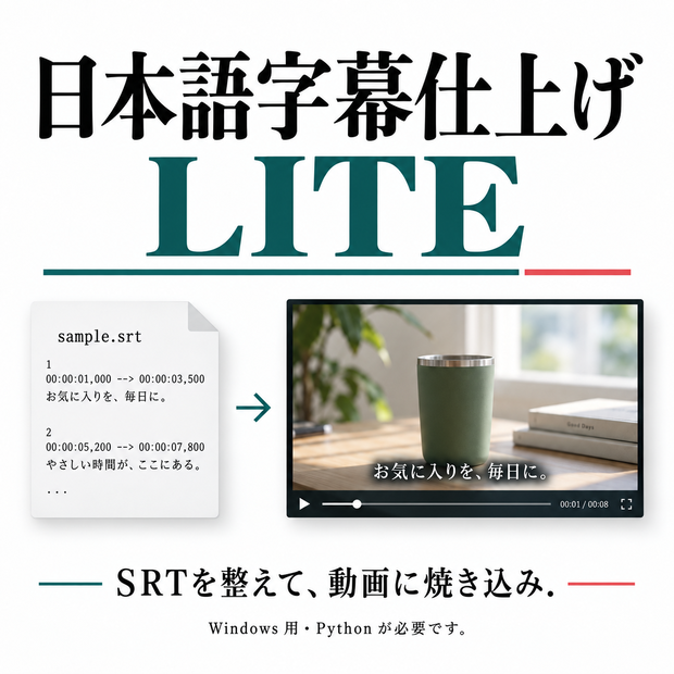 日本語字幕仕上げ LITE｜Windows用・日本語動画制作ツール