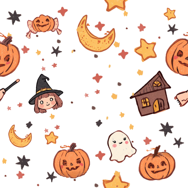 デジタルペーパー　ハロウィン　15色セット　魔女っ子　かぼちゃ　月